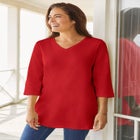 Perfect Three-Quarter Sleeve V-Neck Tunic image number null