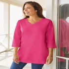 Perfect Three-Quarter Sleeve V-Neck Tunic image number null