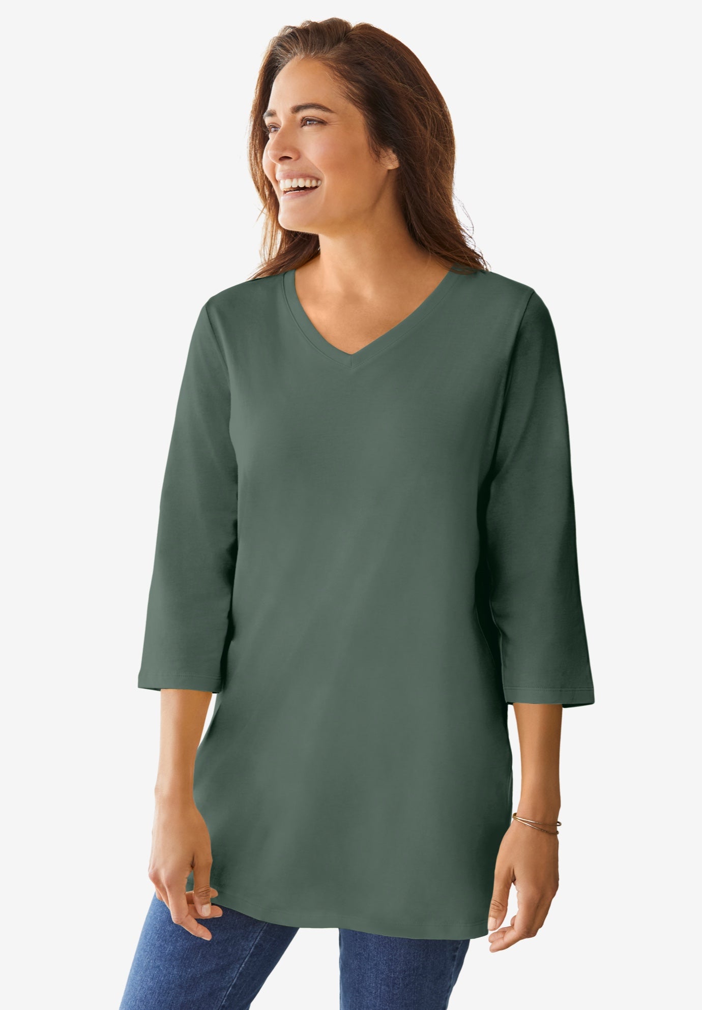 Perfect Three-Quarter Sleeve V-Neck Tunic image number 0