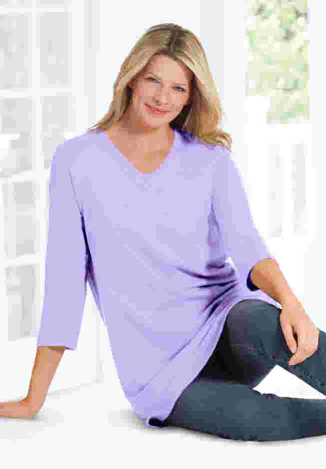 Perfect Three-Quarter Sleeve V-Neck Tunic image number 0