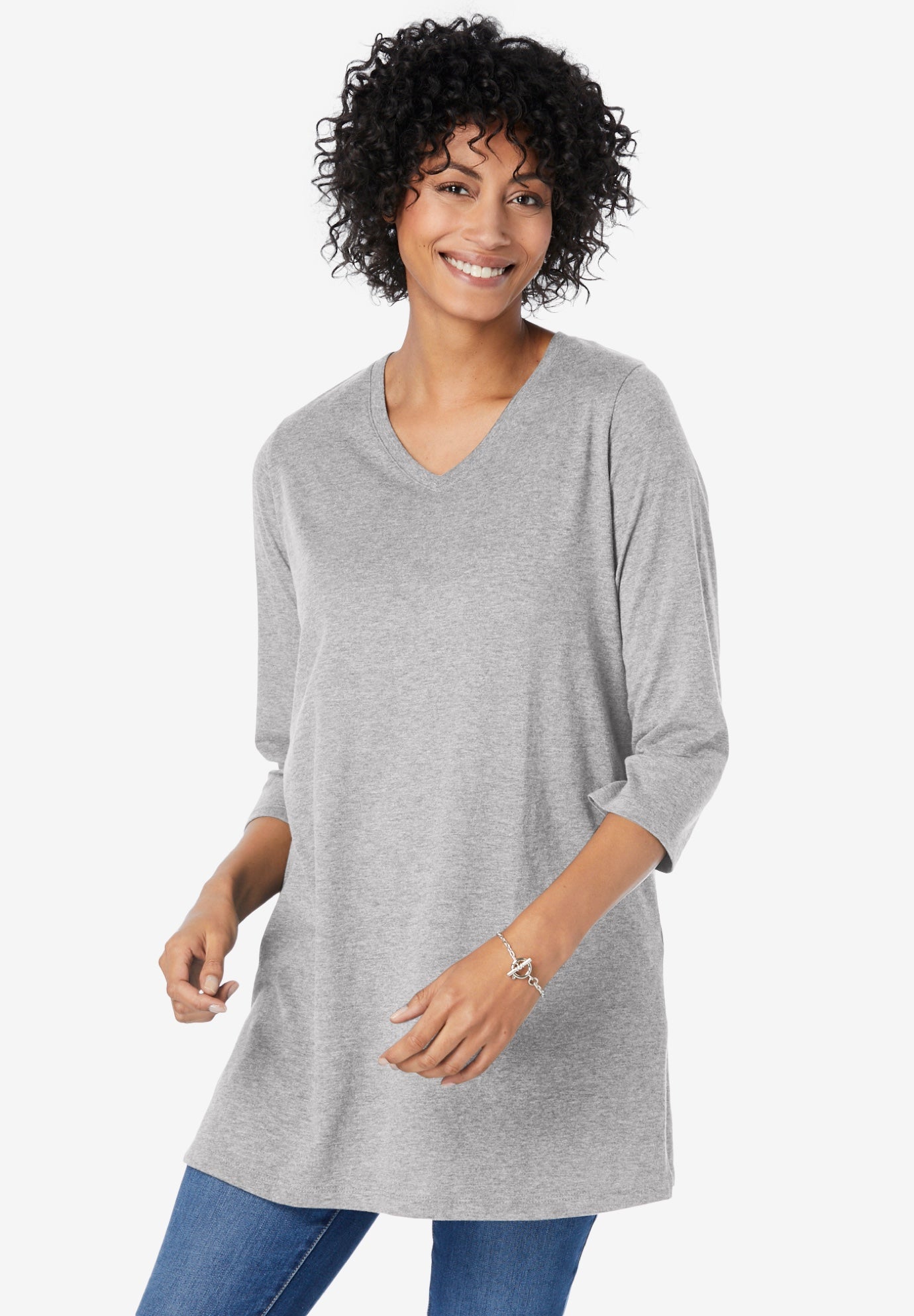 Perfect Three-Quarter Sleeve V-Neck Tunic image number 0