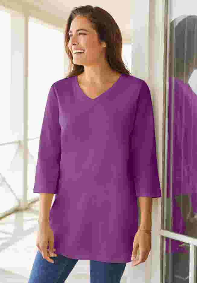 Perfect Three-Quarter Sleeve V-Neck Tunic image number 0