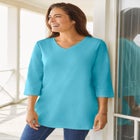 Perfect Three-Quarter Sleeve V-Neck Tunic image number null
