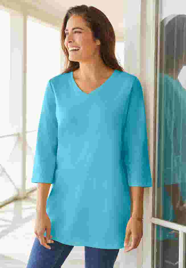 Perfect Three-Quarter Sleeve V-Neck Tunic image number 0
