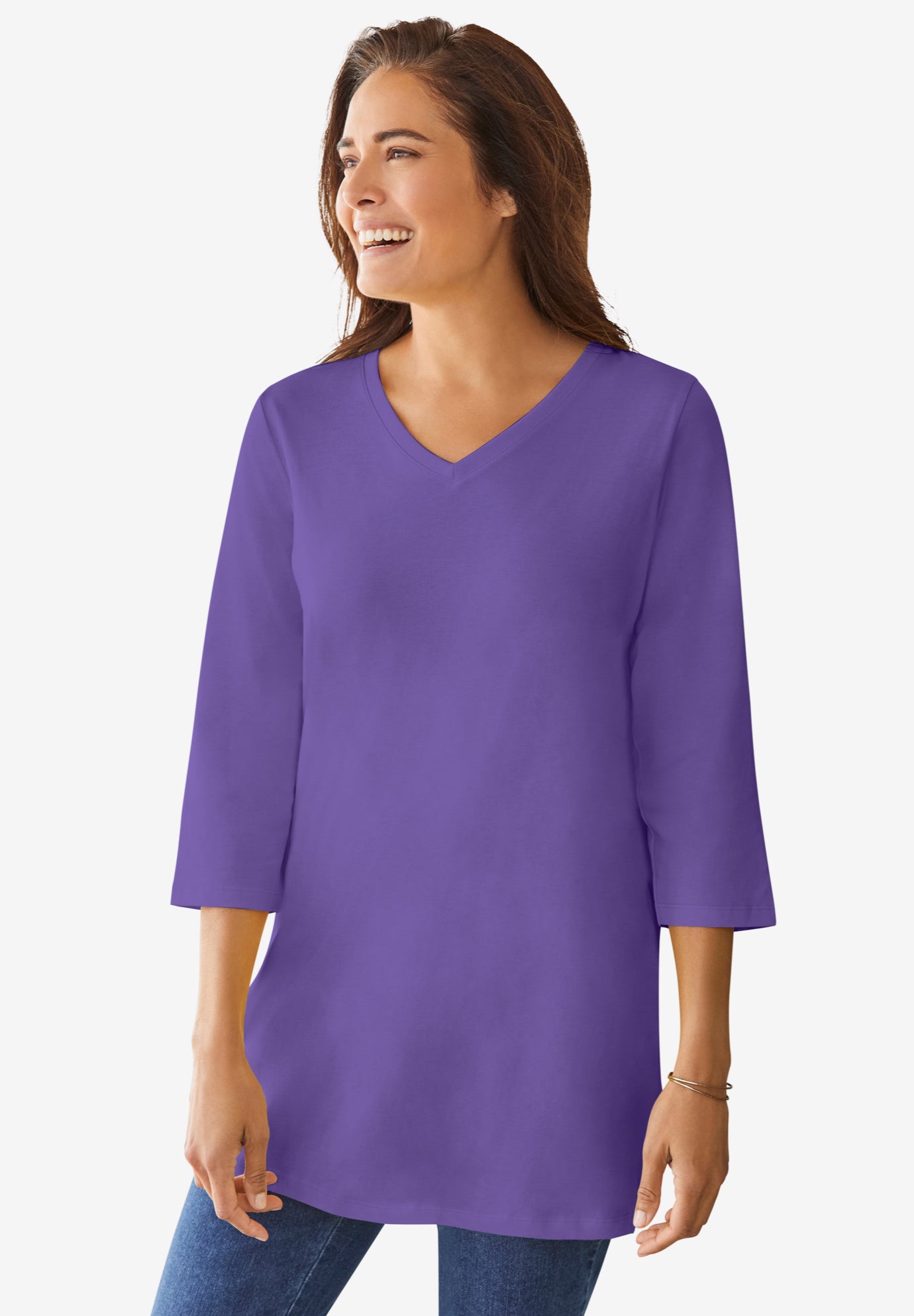 Perfect Three-Quarter Sleeve V-Neck Tunic image number 0