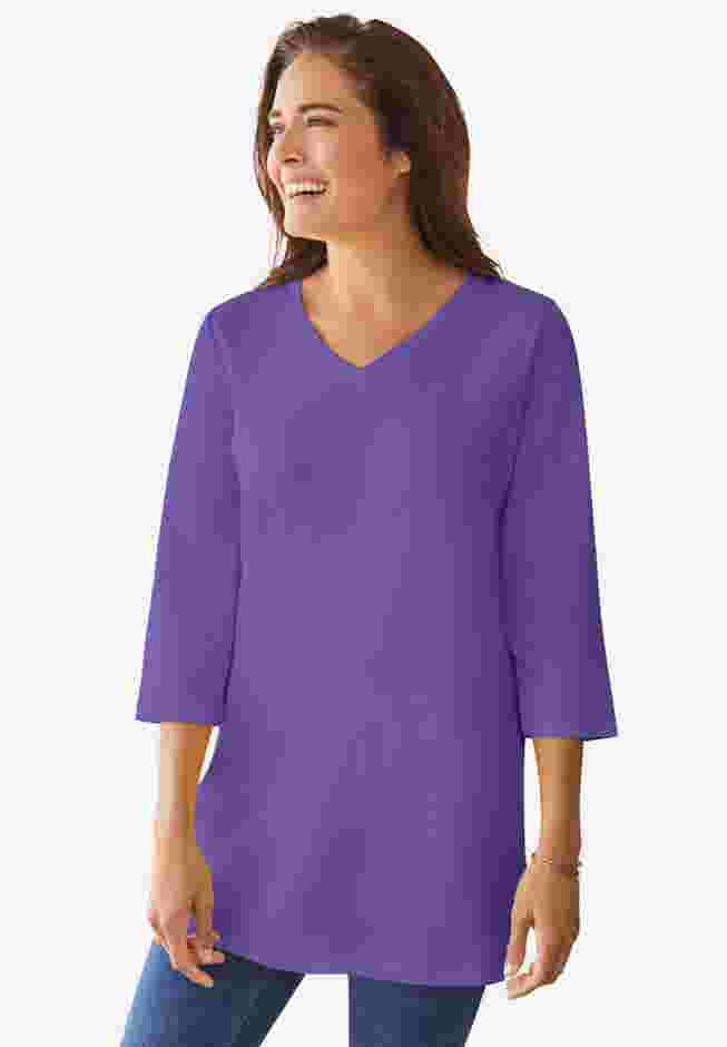 Perfect Three-Quarter Sleeve V-Neck Tunic image number 0