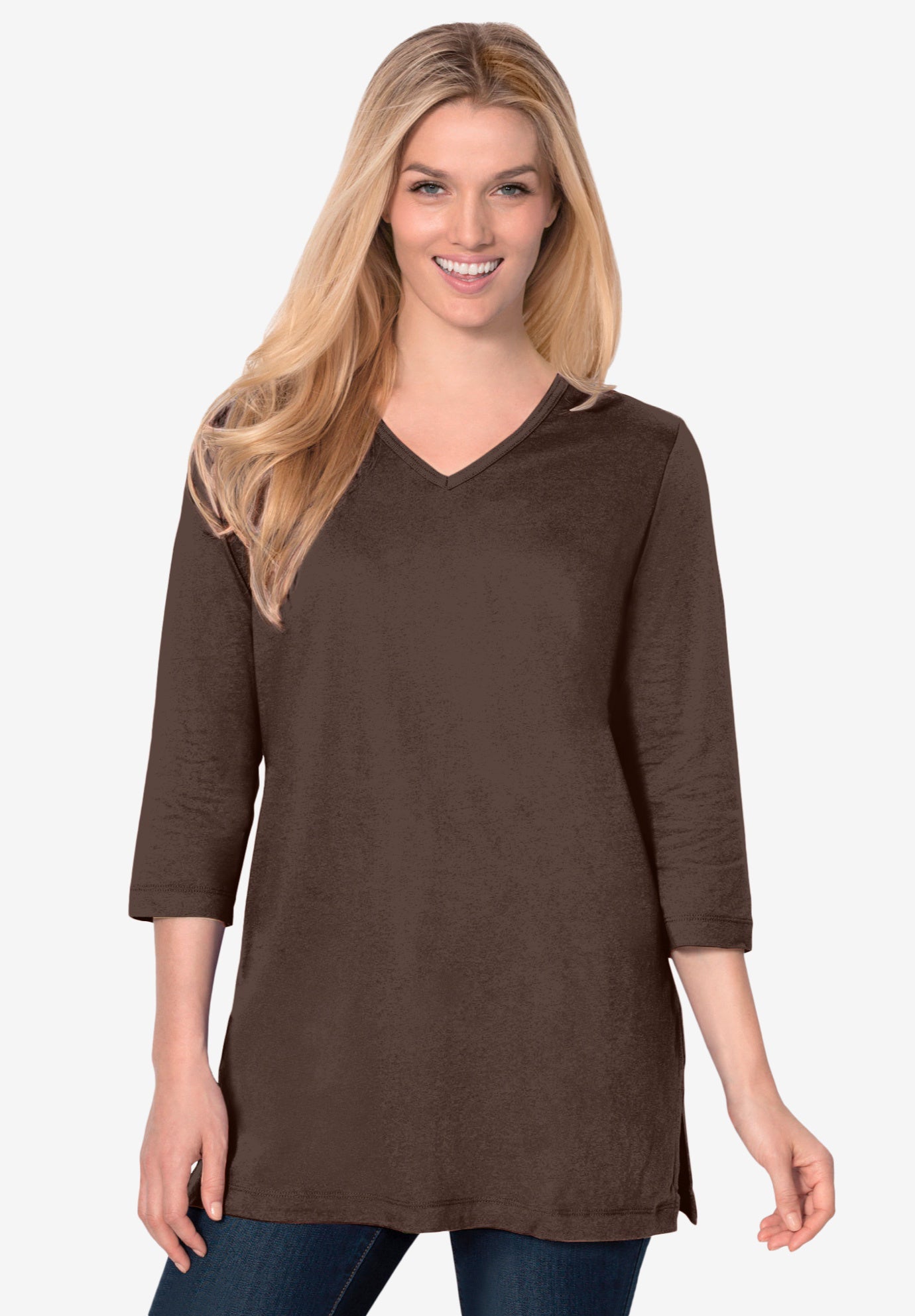 Perfect Three-Quarter Sleeve V-Neck Tunic image number 0