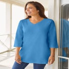 Perfect Three-Quarter Sleeve V-Neck Tunic image number null