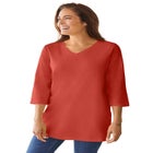 Perfect Three-Quarter Sleeve V-Neck Tunic image number null