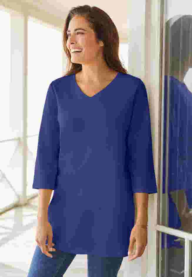 Perfect Three-Quarter Sleeve V-Neck Tunic image number 0
