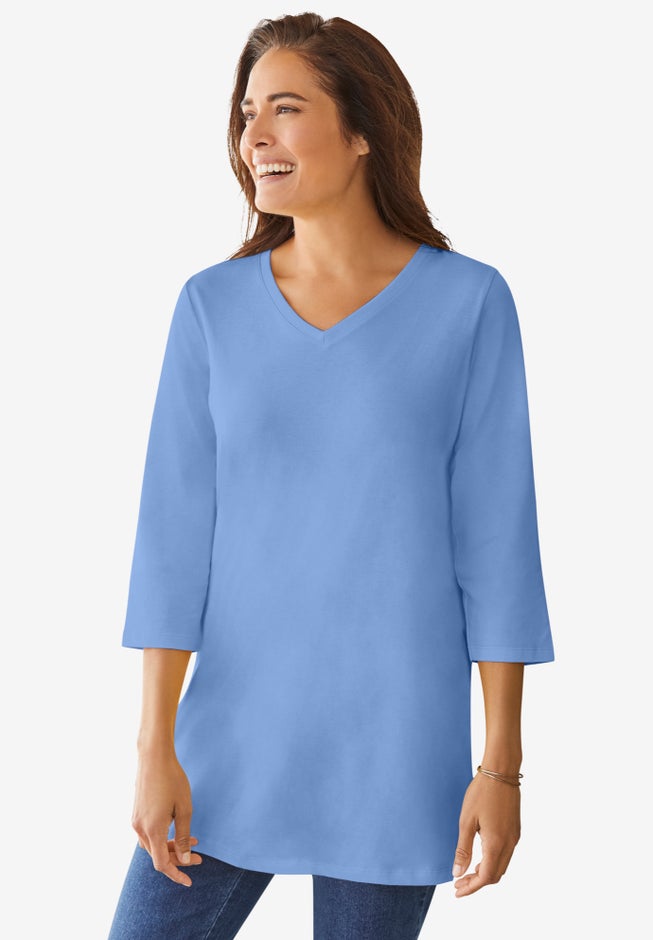 Perfect Three-Quarter Sleeve V-Neck Tunic image number 0
