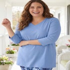 Perfect Three-Quarter Sleeve V-Neck Tunic image number null