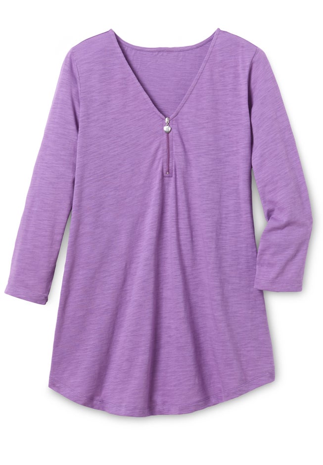 Three-Quarter Sleeve Zipper Tunic image number 1