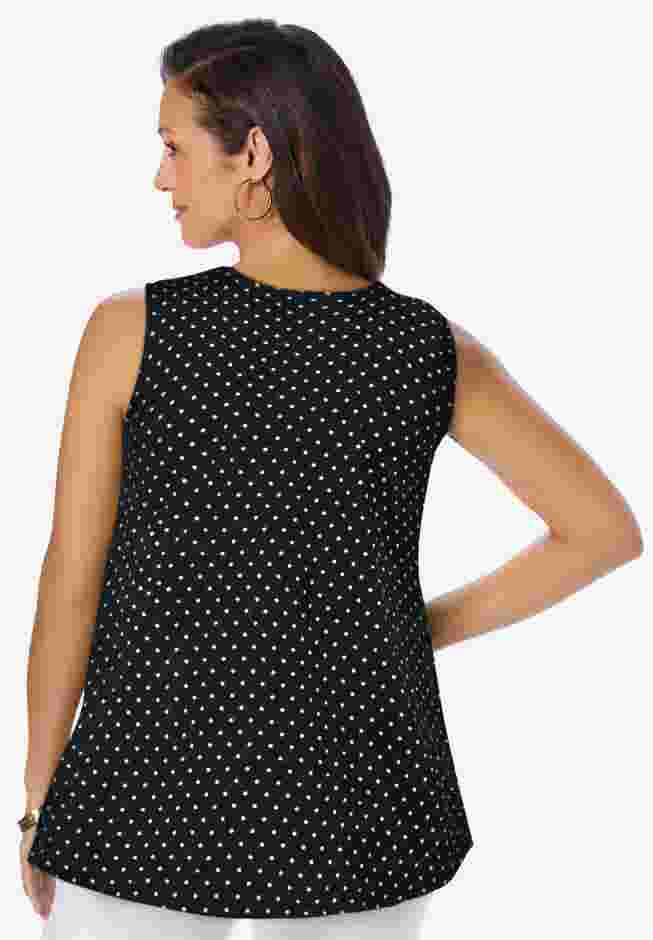 Stretch Cotton V-Neck Trapeze Tank image number 1