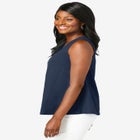 Stretch Cotton V-Neck Trapeze Tank image number null