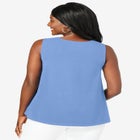 Stretch Cotton V-Neck Trapeze Tank image number null