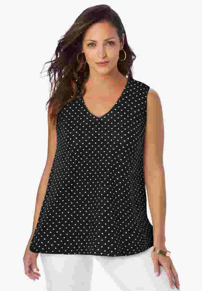 Stretch Cotton V-Neck Trapeze Tank image number 0