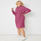 French Terry Hooded Sweatshirt Dress image number null