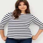 Stretch Knit Scoop Neck 3/4 Sleeve Top image number null
