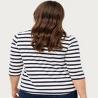 Stretch Knit Scoop Neck 3/4 Sleeve Top image number null