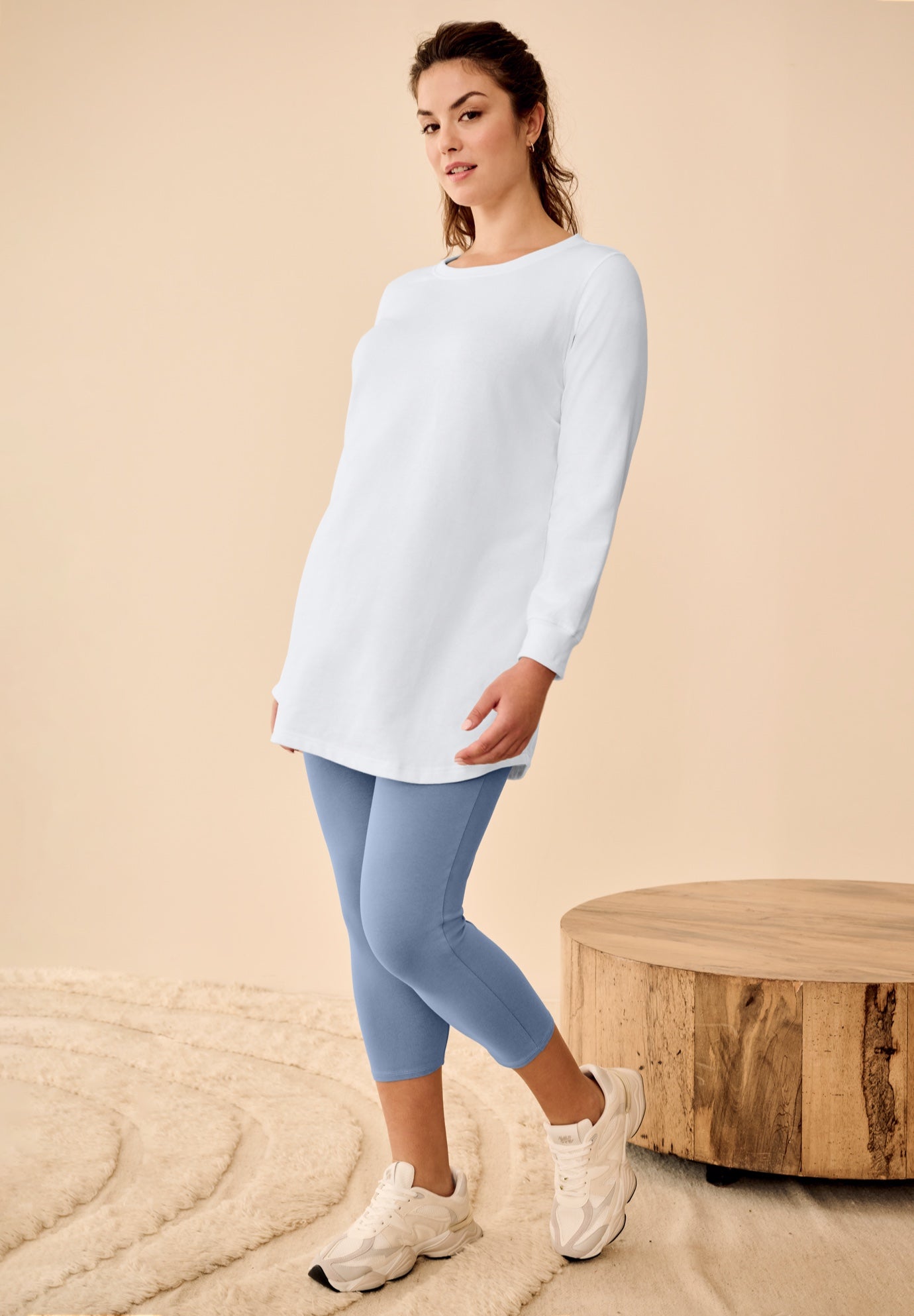 French Terry Sweatshirt Tunic with Shirttail Hem image number 0