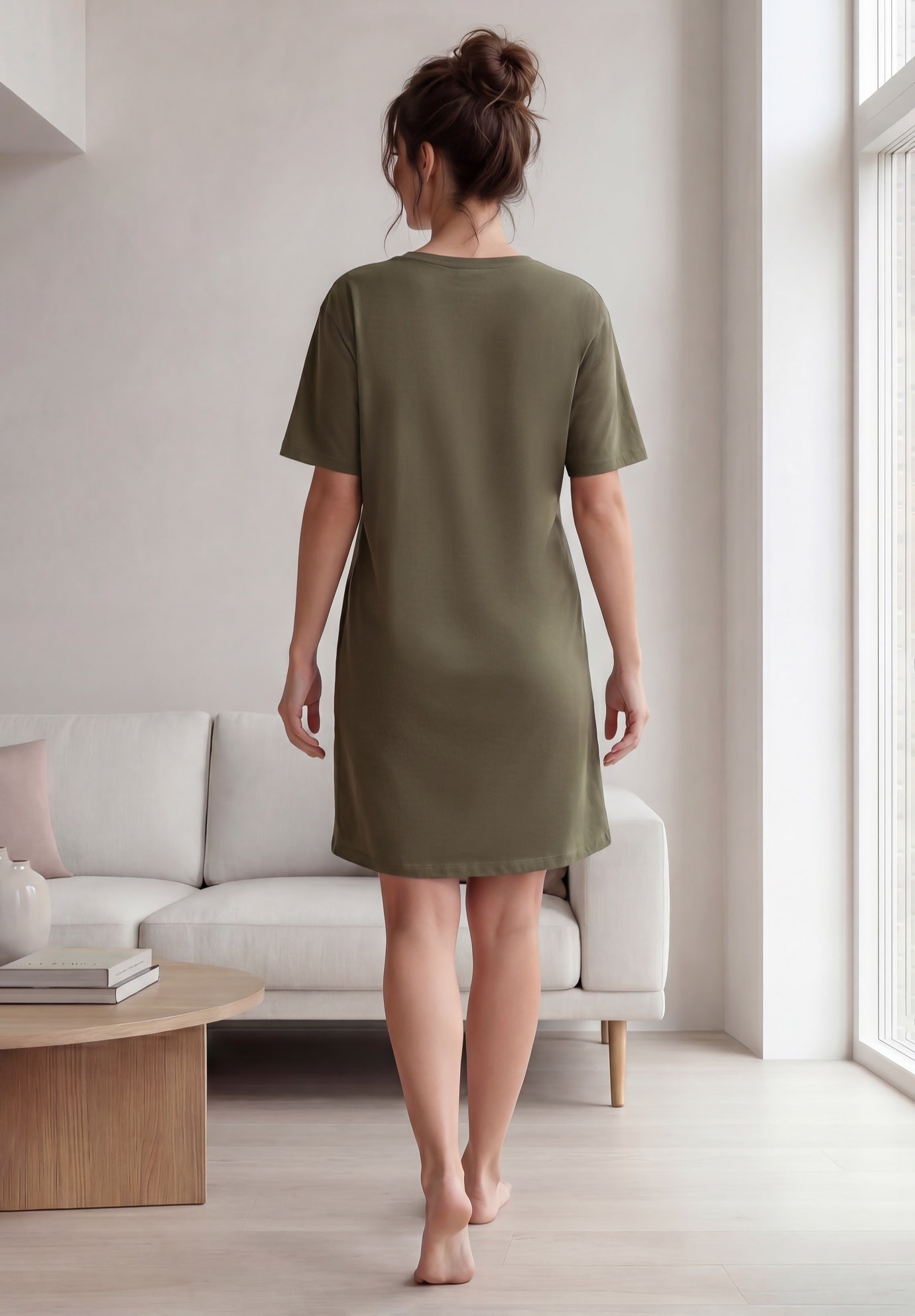 Cotton Spanex Jersey V-Neck Short Sleeve Sleepshirt image number 1