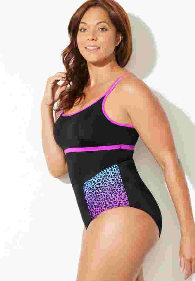 Chlorine Resistant Double Strap One Piece Swimsuit image number 3