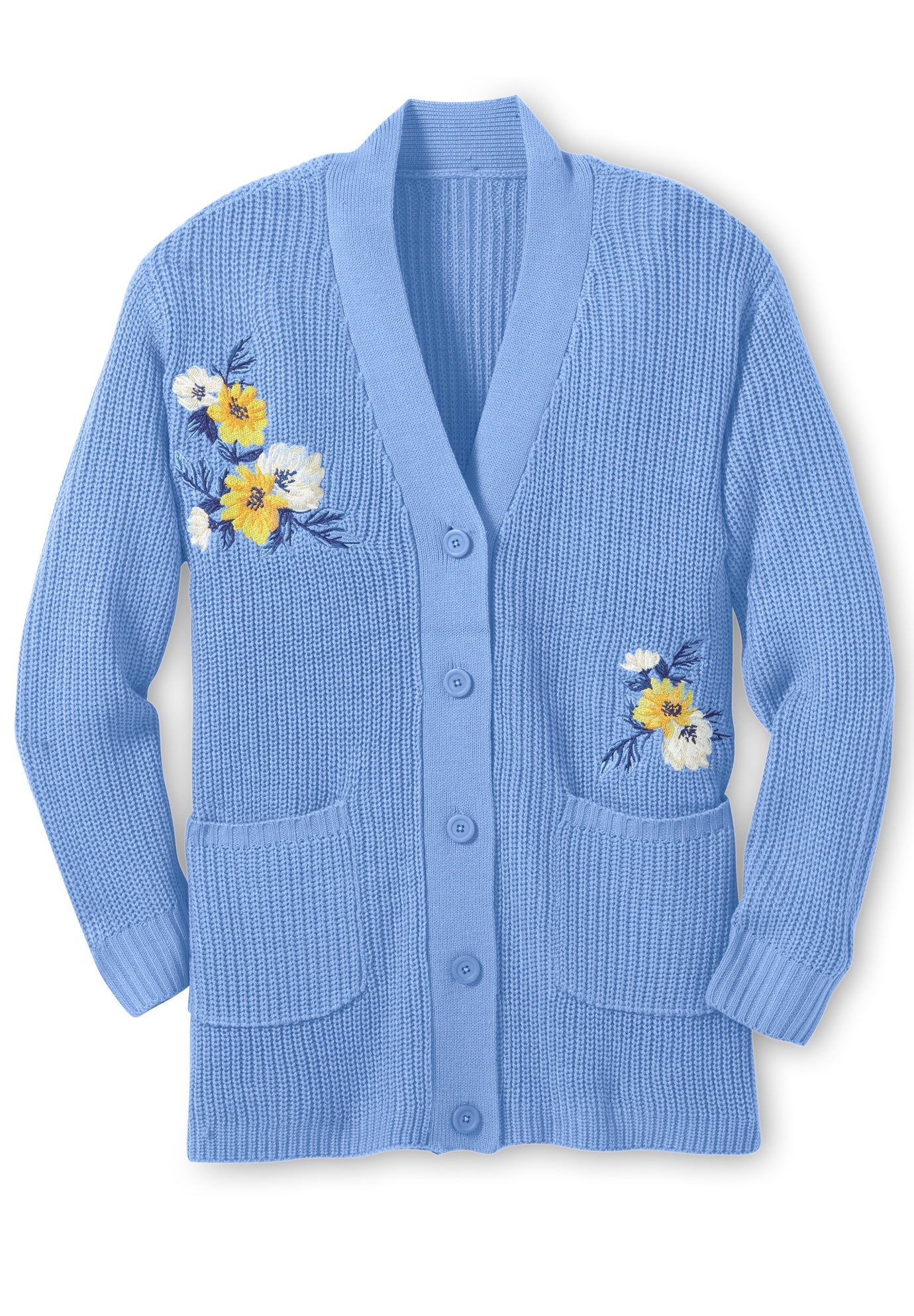 Embroidered Shaker Cardigan Sweater image number 1