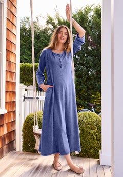 dresses women within Woman Plus Size Short-Sleeve Button-Front Pocket Dress (Petite Available) Made in an array of beautiful prints Woman Within Layered Knit Empire