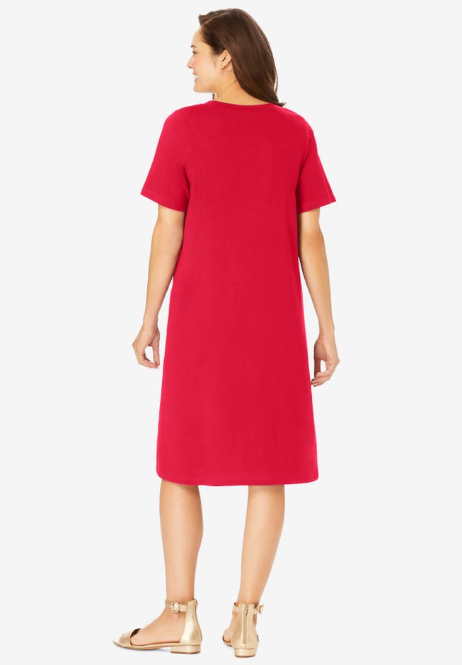 Perfect Short-Sleeve V-Neck Tee Dress image number 1