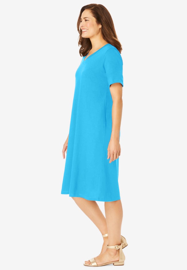 Perfect Short-Sleeve V-Neck Tee Dress image number 3