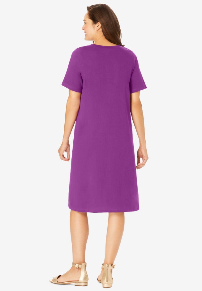 Perfect Short-Sleeve V-Neck Tee Dress image number 1