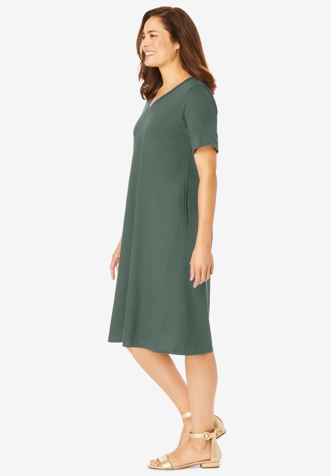 Perfect Short-Sleeve V-Neck Tee Dress image number 2