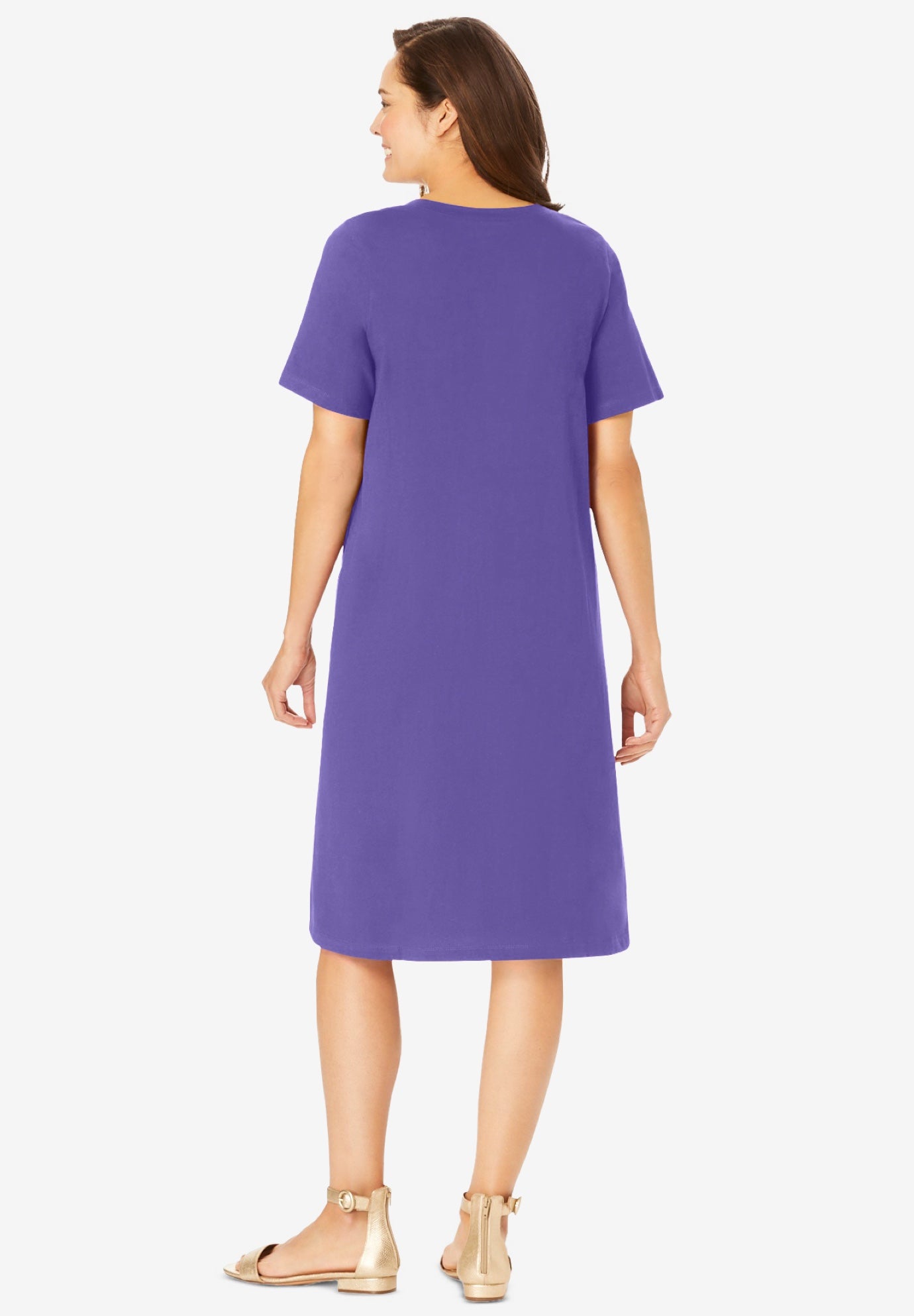 Perfect Short-Sleeve V-Neck Tee Dress image number 1