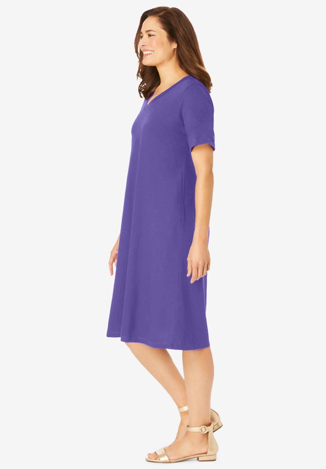 Perfect Short-Sleeve V-Neck Tee Dress image number 2