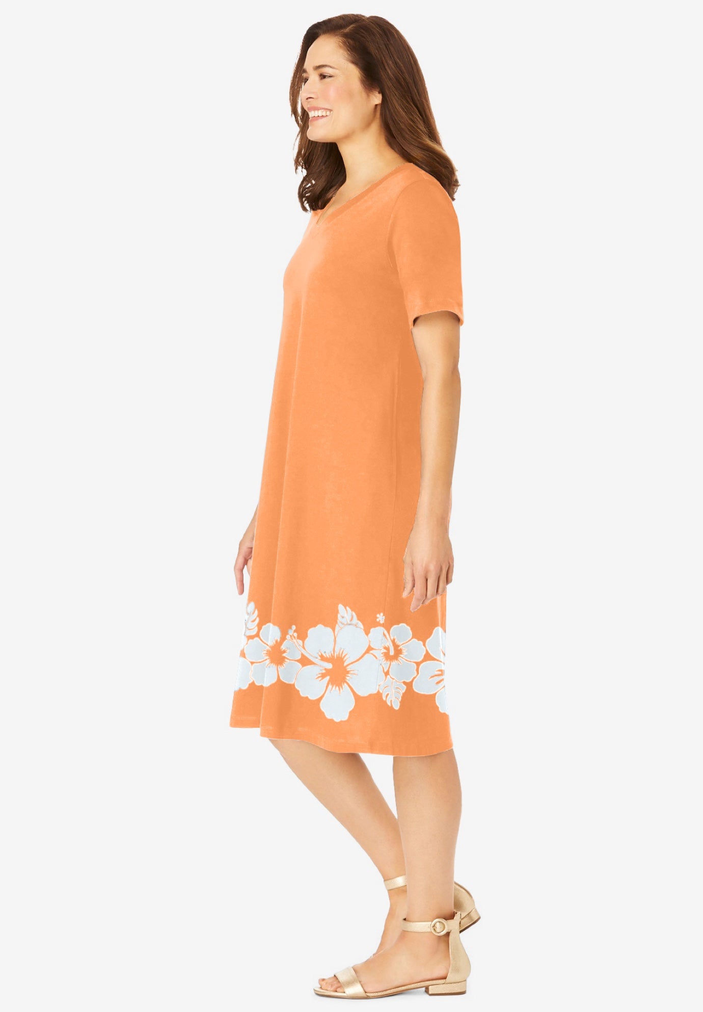 Perfect Short-Sleeve V-Neck Tee Dress image number 2