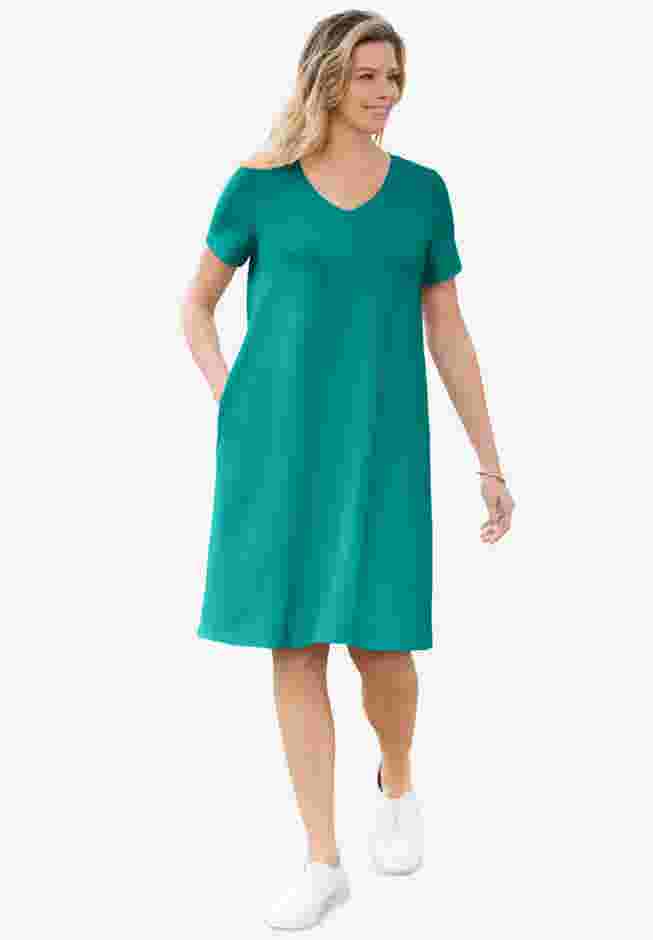 Perfect Short-Sleeve V-Neck Tee Dress image number 0