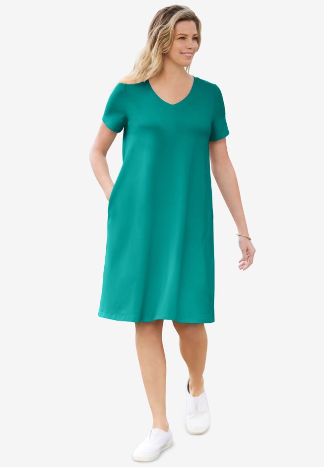 Perfect Short-Sleeve V-Neck Tee Dress image number 0