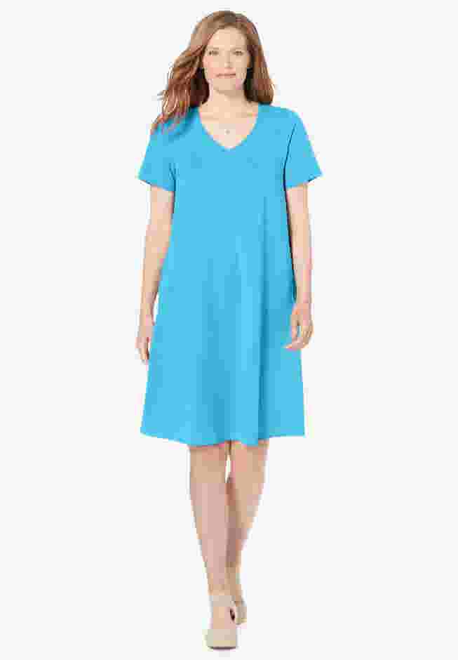 Perfect Short-Sleeve V-Neck Tee Dress image number 0