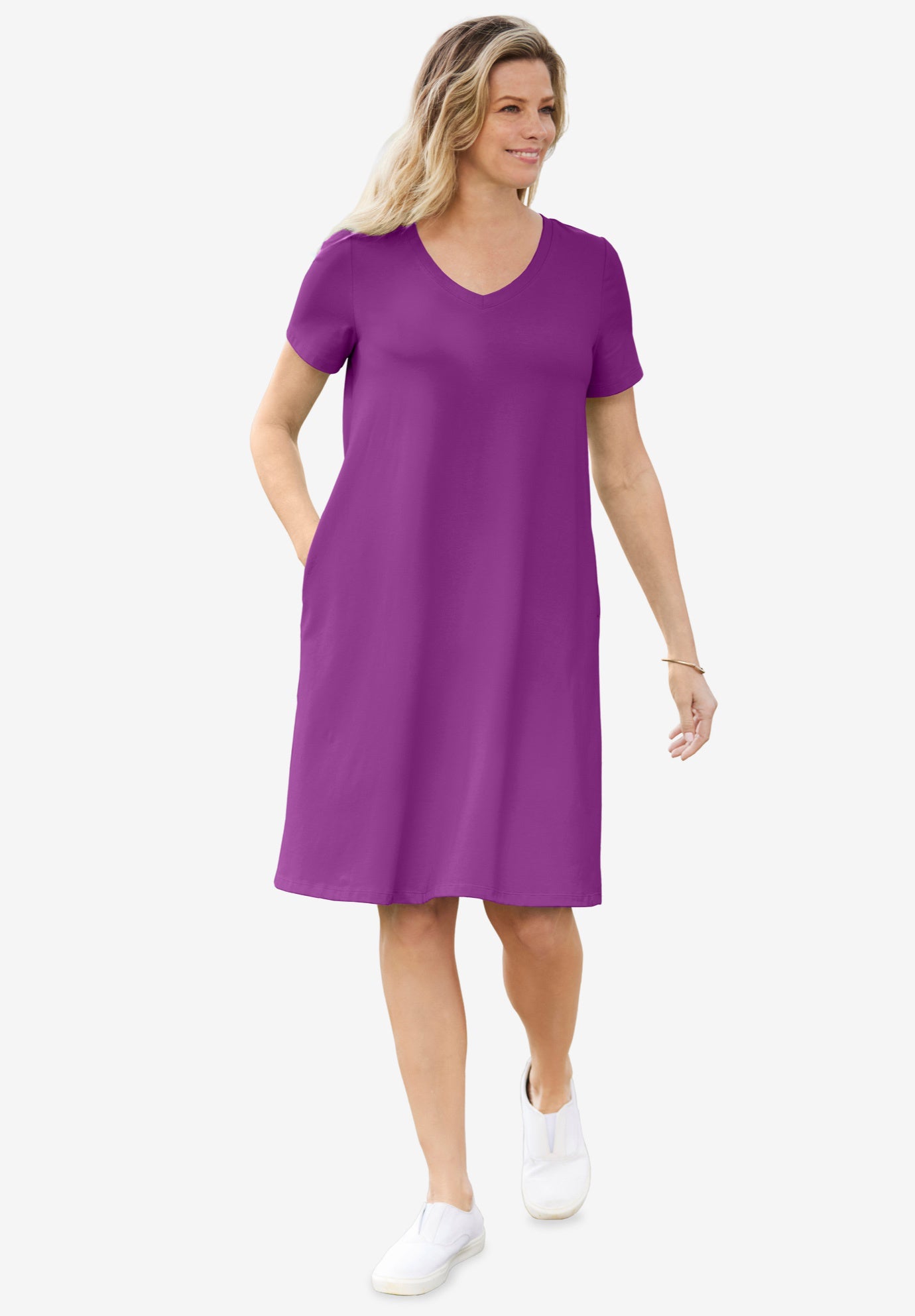 Perfect Short-Sleeve V-Neck Tee Dress image number 0