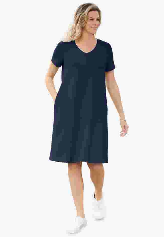 Perfect Short-Sleeve V-Neck Tee Dress image number 0