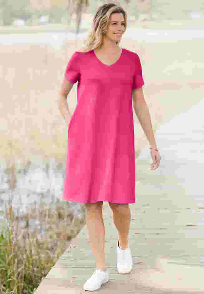 Perfect Short-Sleeve V-Neck Tee Dress image number 4
