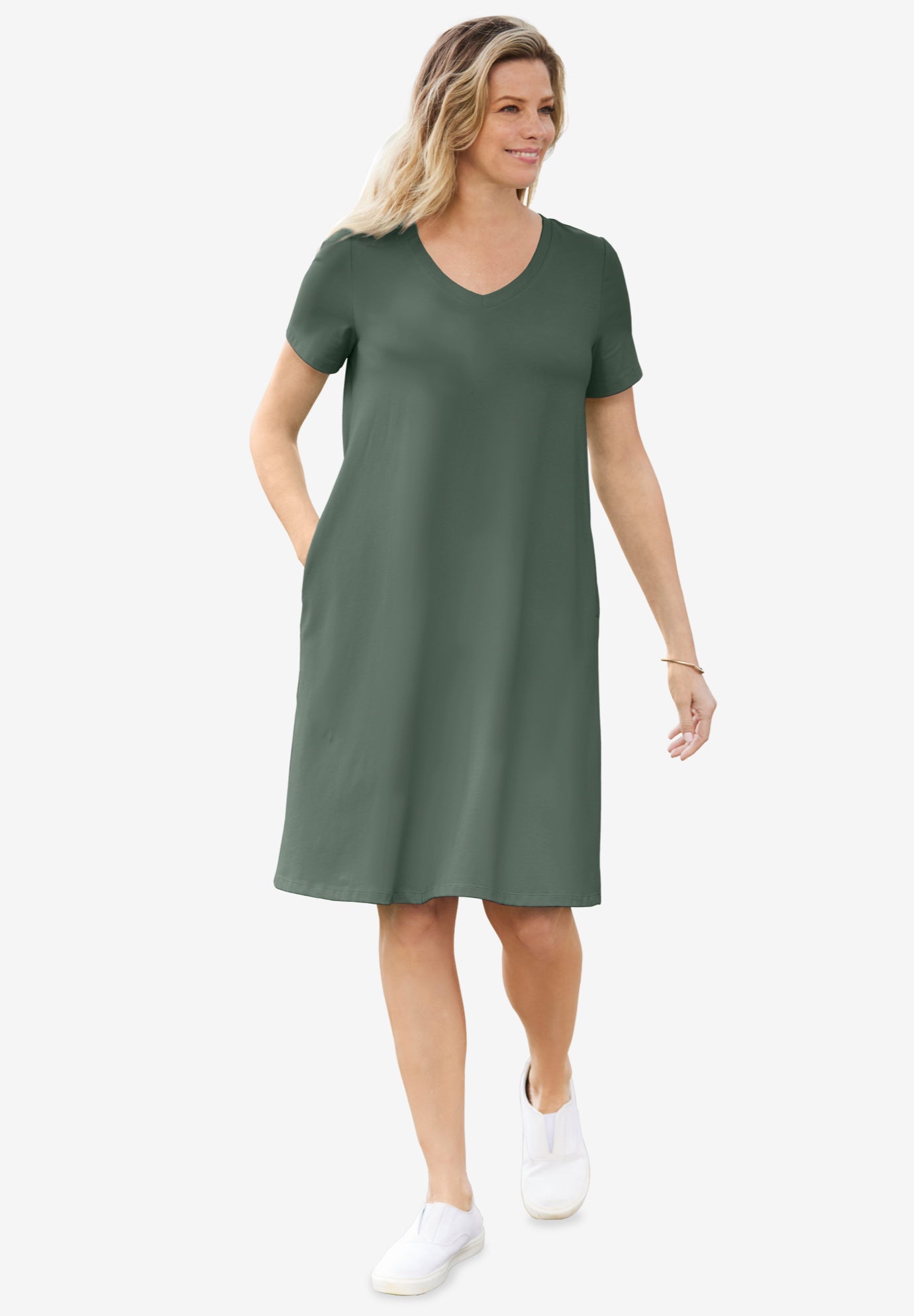 Perfect Short-Sleeve V-Neck Tee Dress image number 0