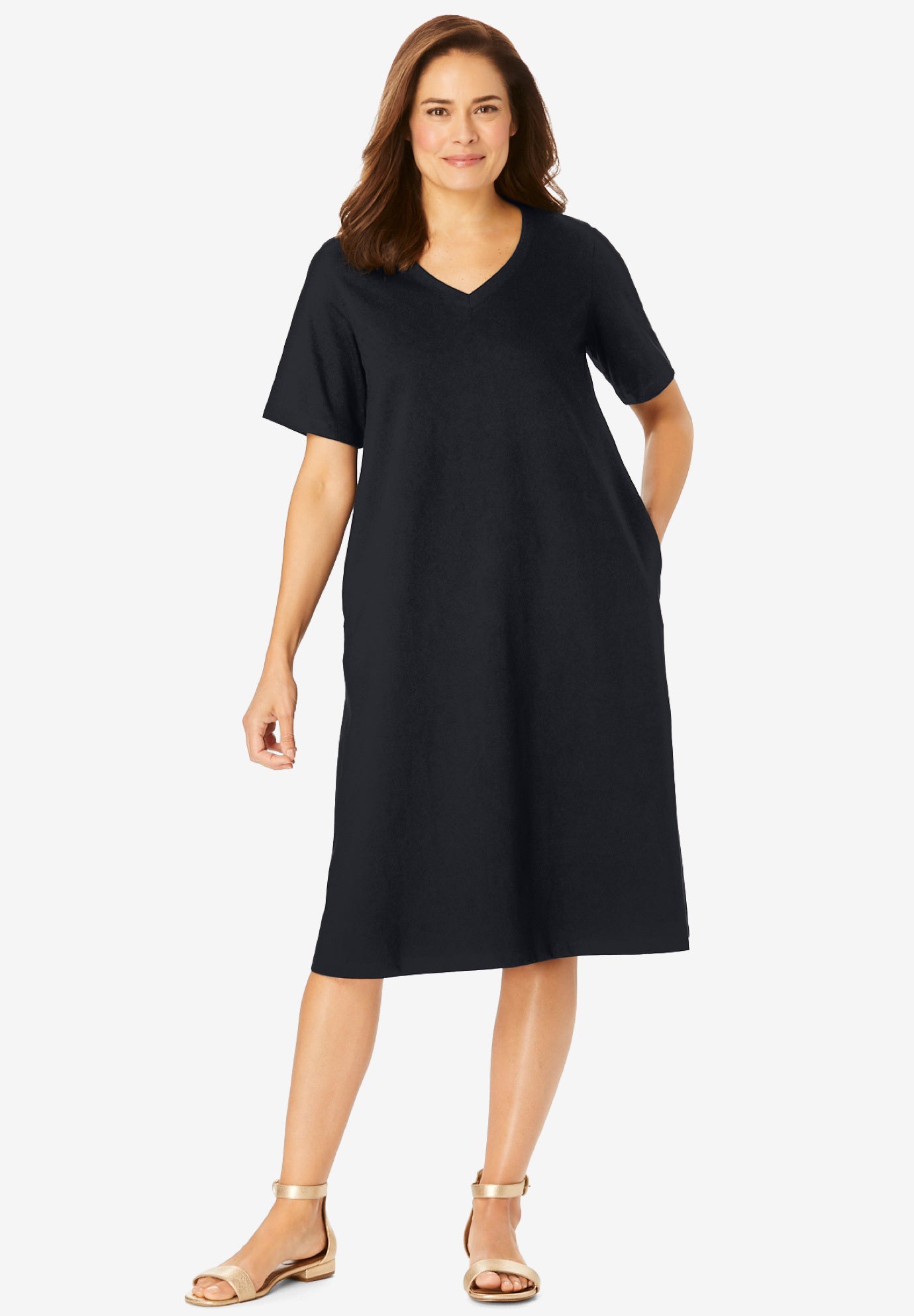 Perfect Short-Sleeve V-Neck Tee Dress image number 0