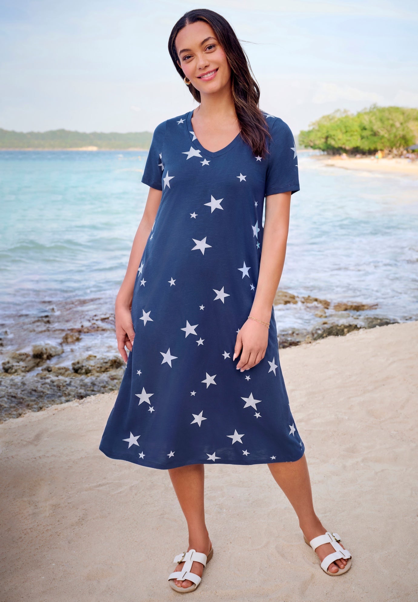Perfect Short-Sleeve V-Neck Tee Dress image number 0