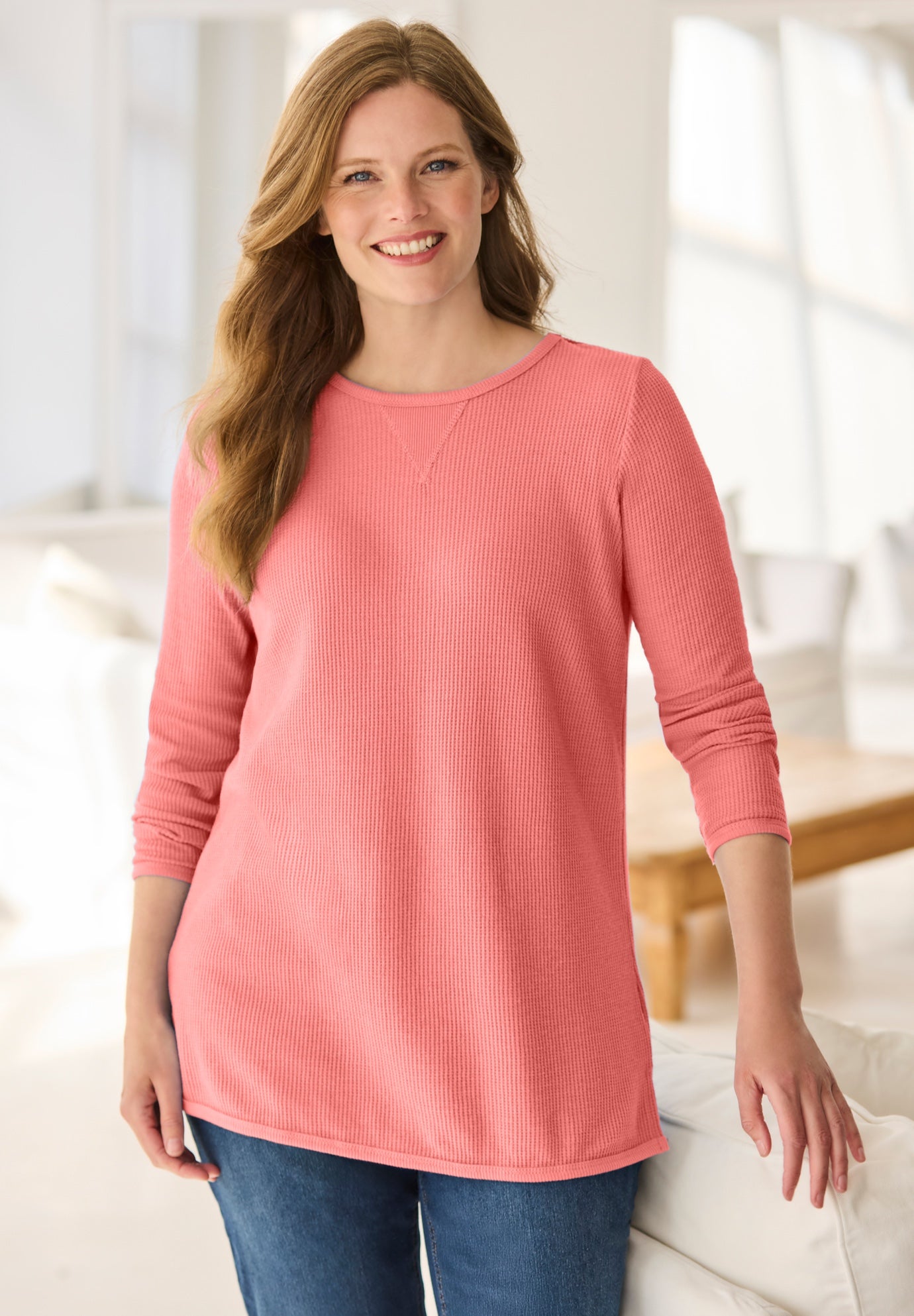 Ultra Soft Waffle Thermal Sweatshirt image number 3