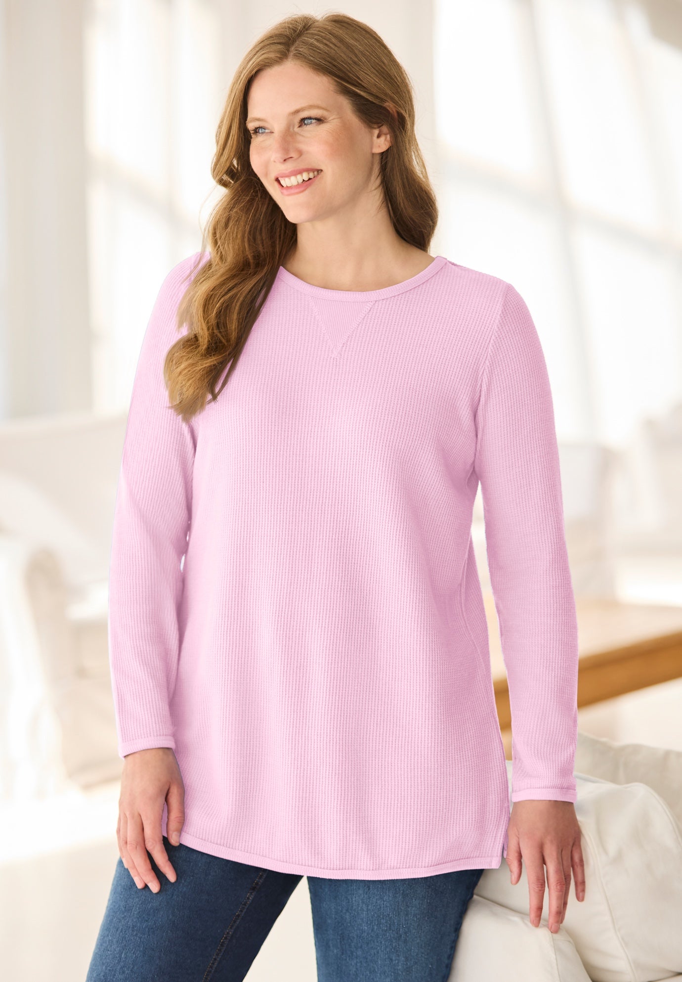 Ultra Soft Waffle Thermal Sweatshirt image number 3