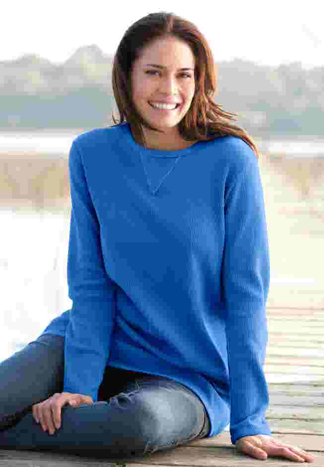 Ultra Soft Waffle Thermal Sweatshirt image number 2