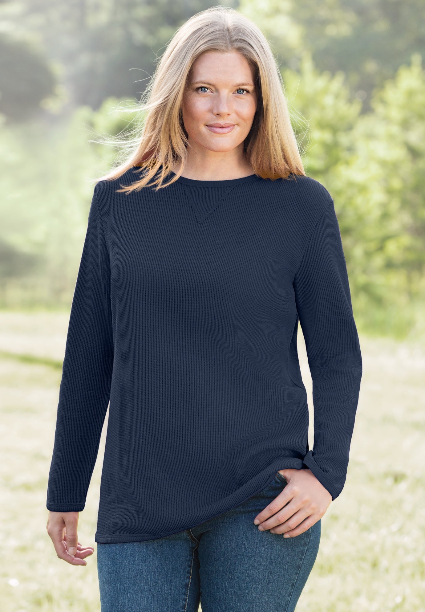 Ultra Soft Waffle Thermal Sweatshirt image number 3