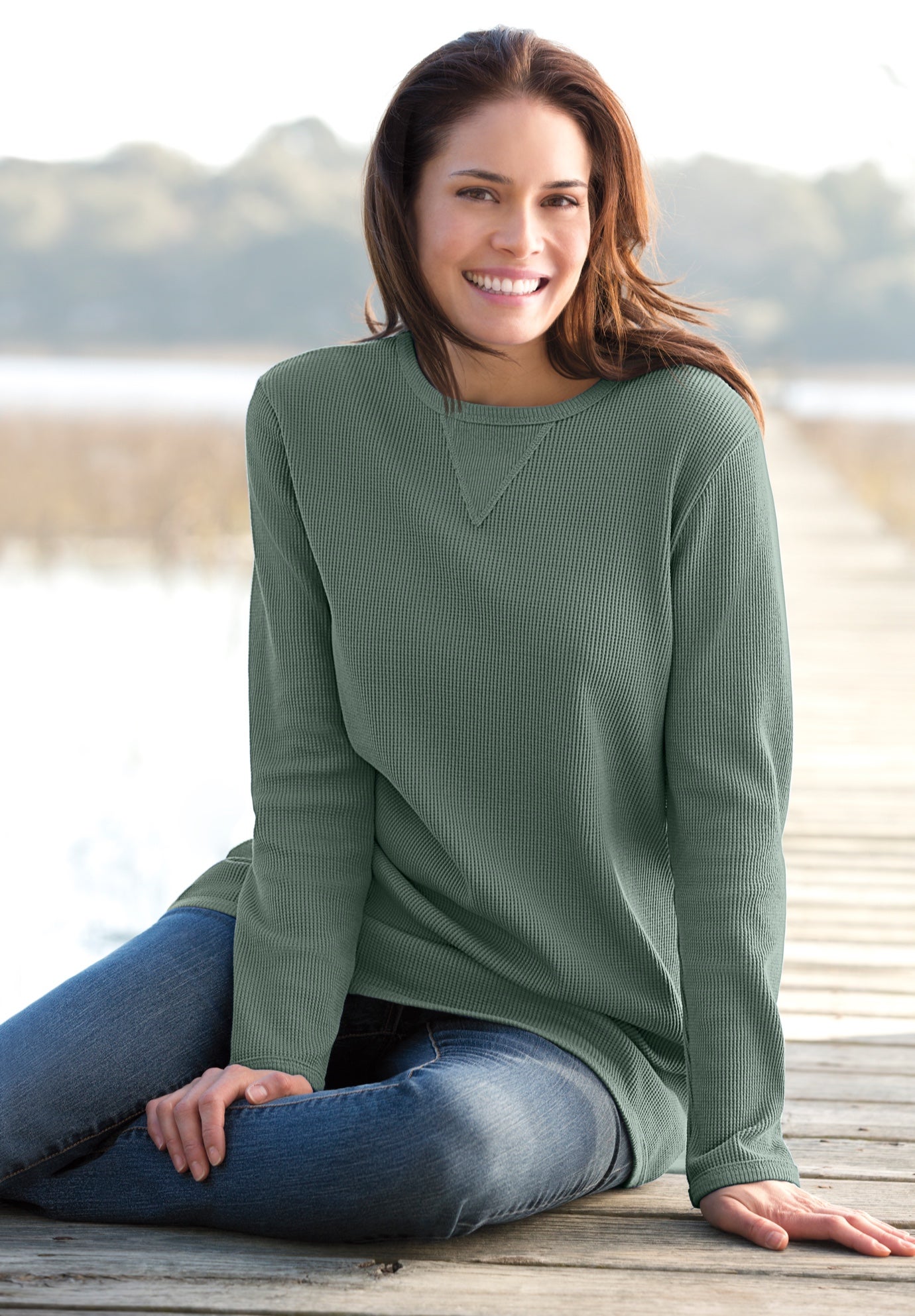 Ultra Soft Waffle Thermal Sweatshirt image number 10